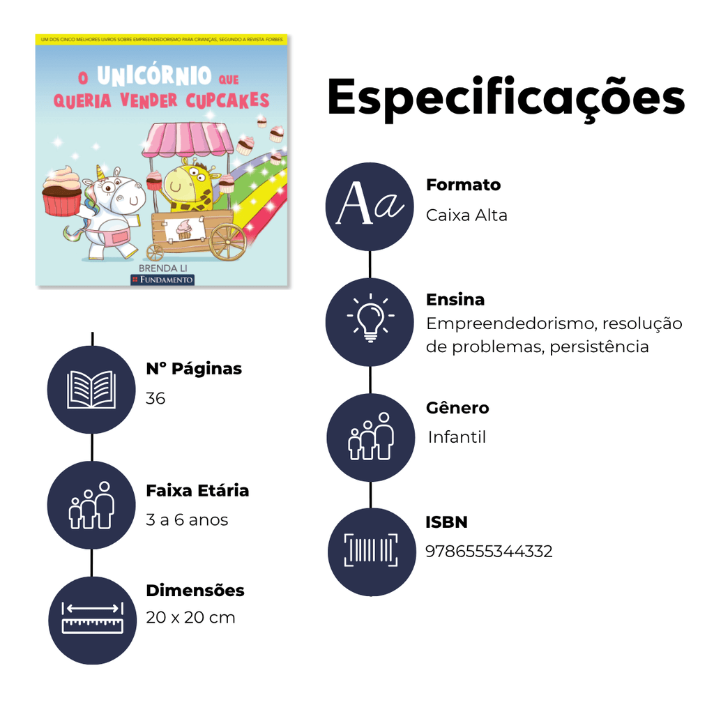 O Unicórnio Que Queria Vender Cupcakes - Editora Fundamento livro_infantil