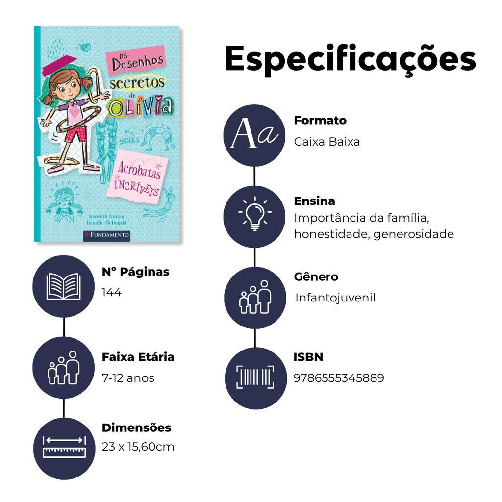 Os Desenhos Secretos de Olívia 3: Acrobatas Incríveis - Editora Fundamento livro_infantil