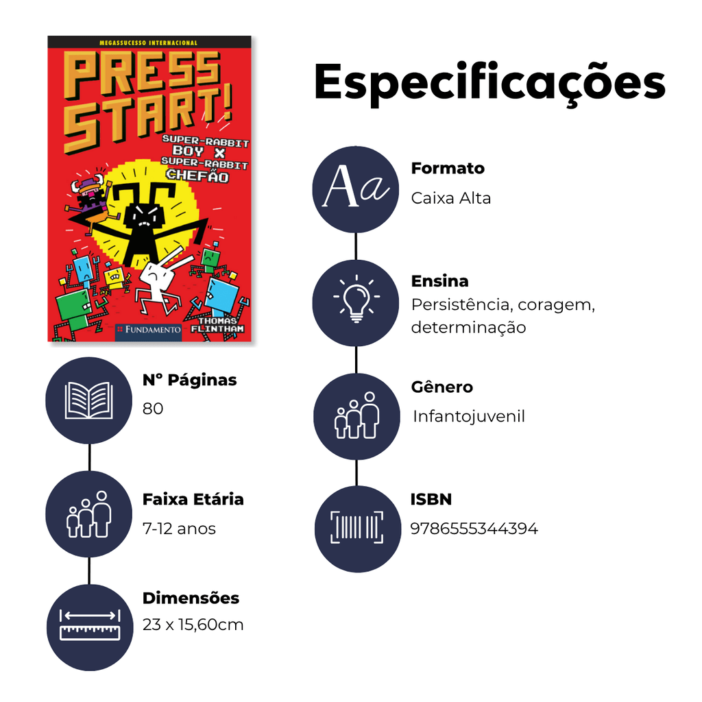 Press Start 4: Super - Rabbit Boy X Super - Rabbit Chefão - Editora Fundamento livro_infantil