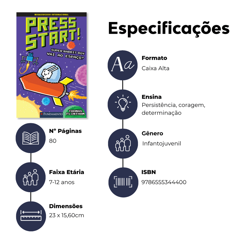 Press Start 5: Super - Rabbit Boy Vai Ao Espaço - Editora Fundamento livro_infantil
