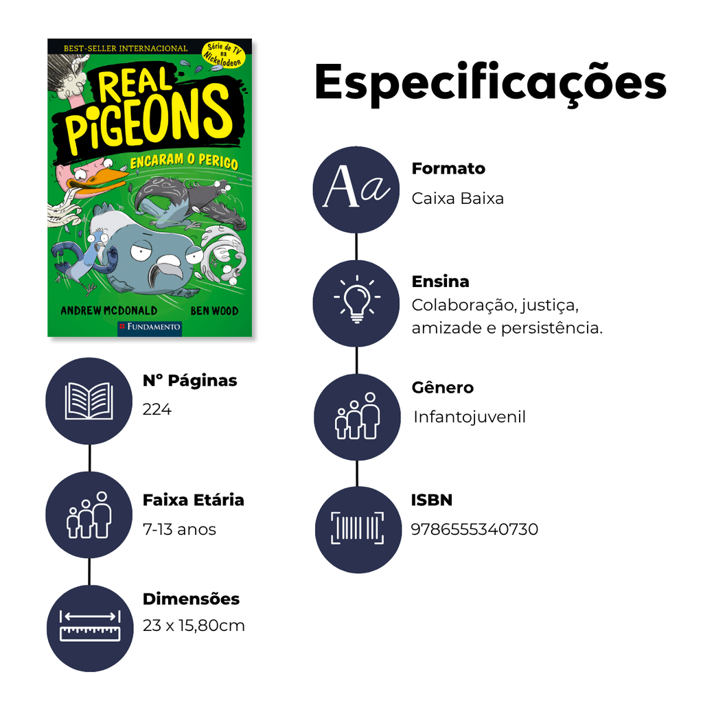 Real Pigeons: Encaram o Perigo - Editora Fundamento livro_infantil