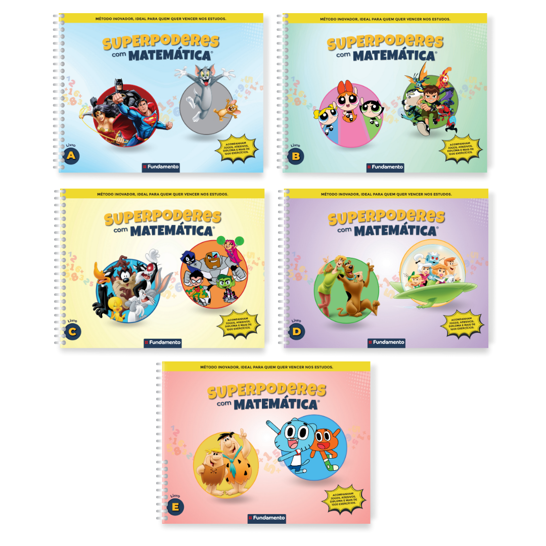 Kit Superpoderes com Matemática com 5 livros didáticos, jogos e videoaulas