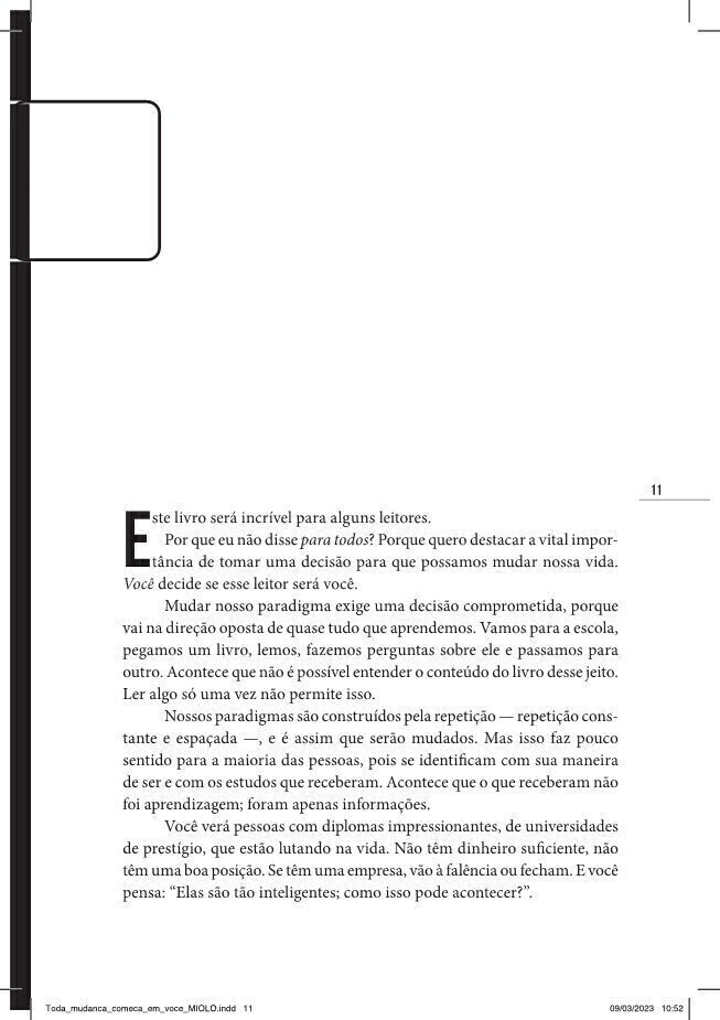 Toda Mudança Começa em Você - Editora Fundamento livro_infantil