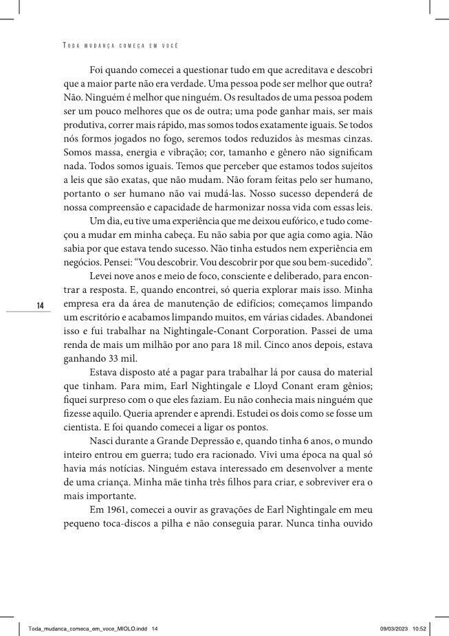 Toda Mudança Começa em Você