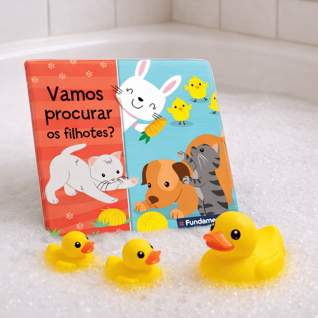 Vamos Procurar Os Filhotes? (Livro de Banho para Bebês) - Editora Fundamento livro_infantil
