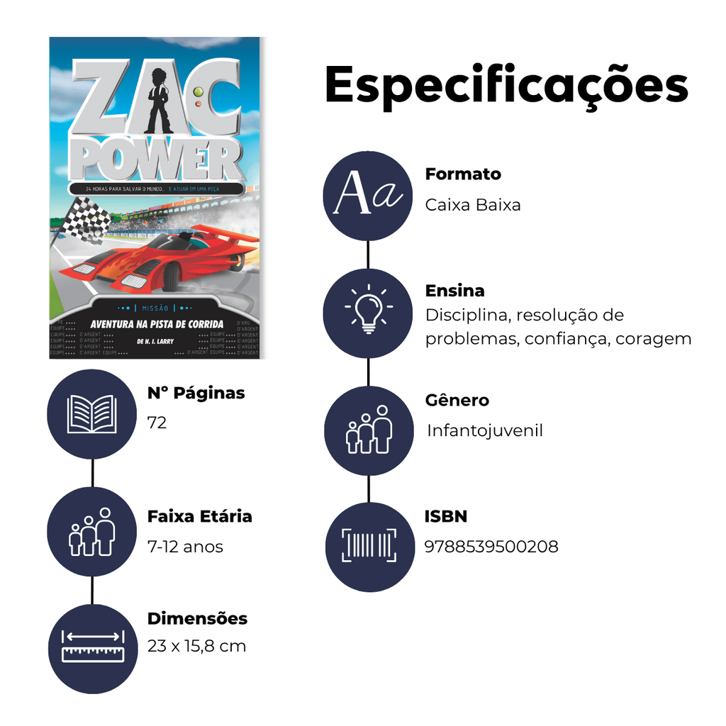 Zac Power - Aventura na Pista de Corrida - Editora Fundamento livro_infantil