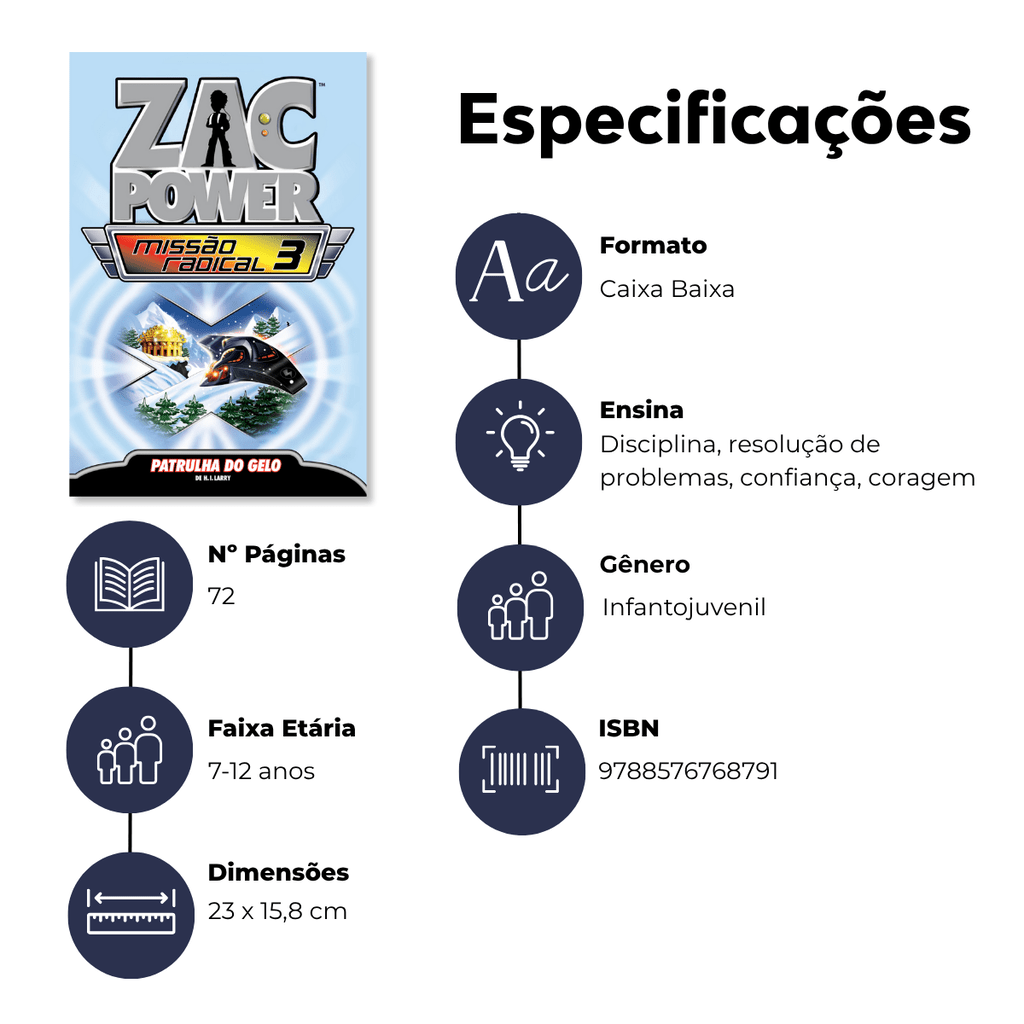 Zac Power Missão Radical - Patrulha do Gelo - Editora Fundamento livro_infantil