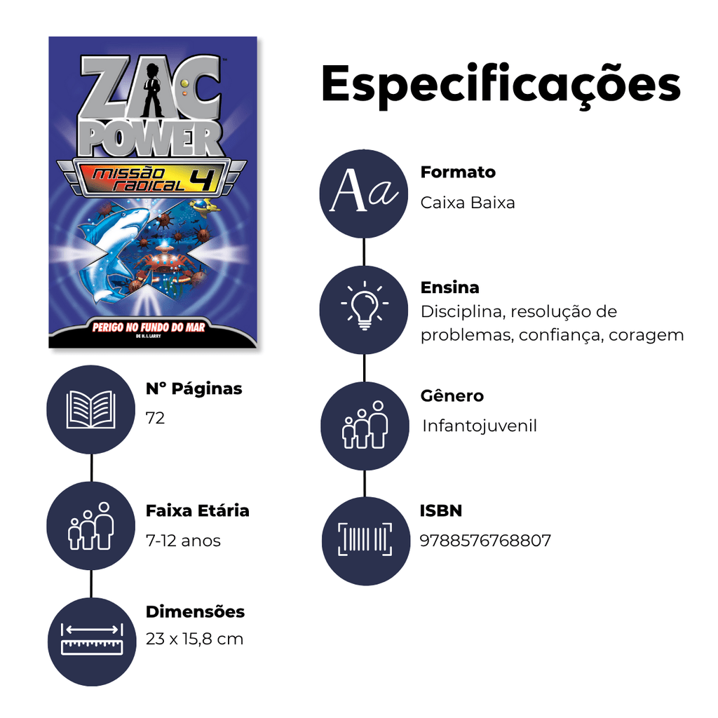 Zac Power Missão Radical - Perigo no Fundo do Mar - Editora Fundamento livro_infantil