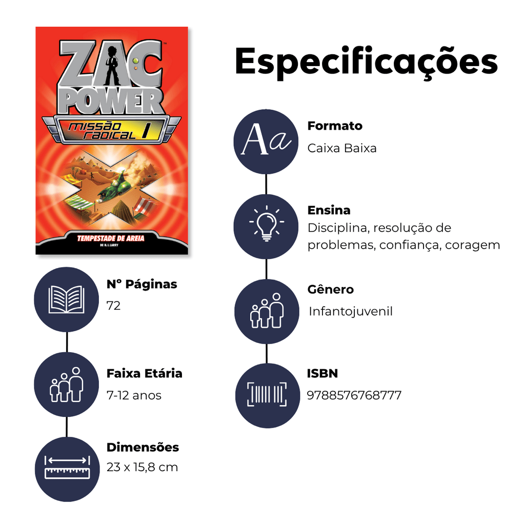 Zac Power Missão Radical - Temprestade de Areia - Editora Fundamento livro_infantil