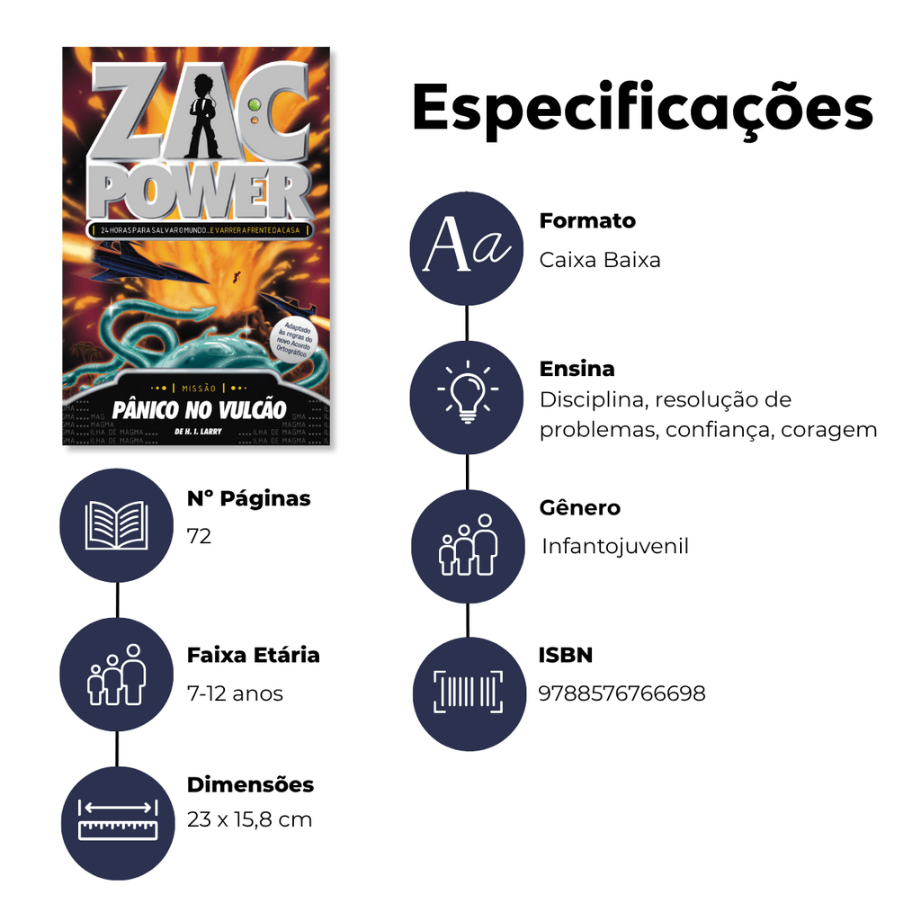 Zac Power - Pânico no Vulcão - Editora Fundamento livro_infantil