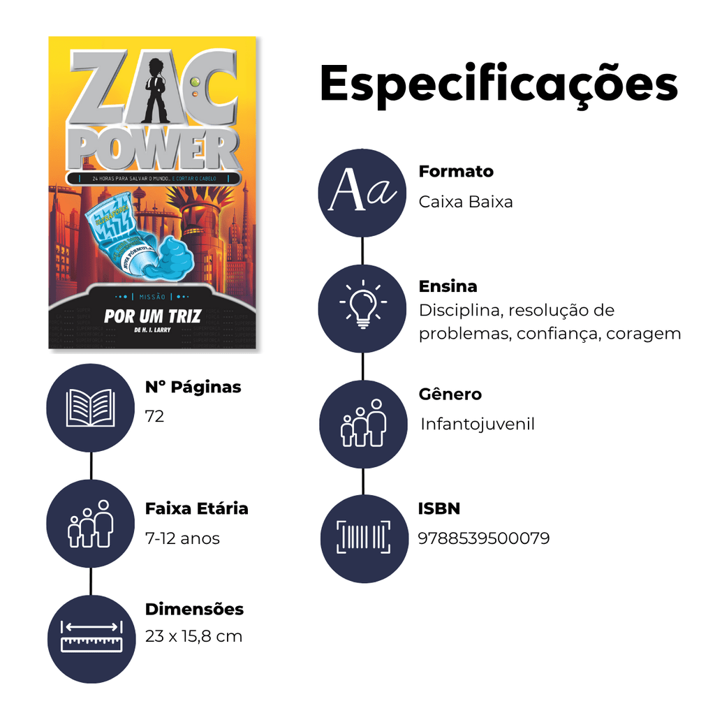 Zac Power - por Um Triz - Editora Fundamento livro_infantil
